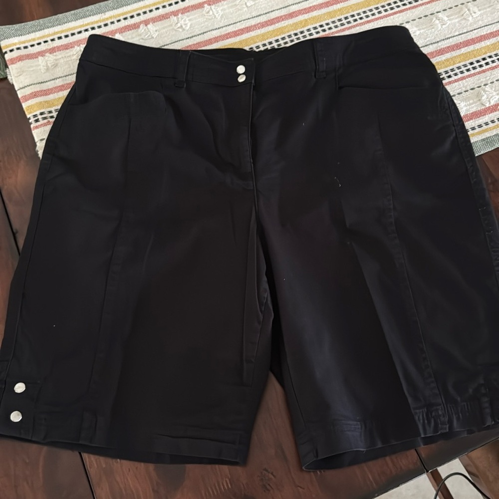Karen Scott Black Bermuda Shorts Casual Cotton Blend